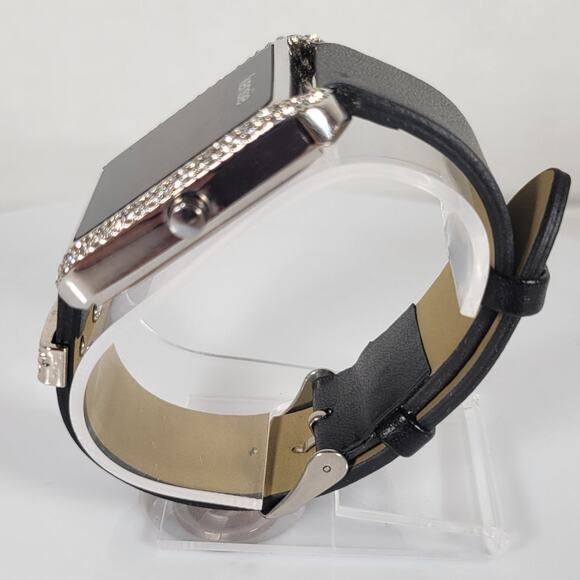 Kensie Women's Digital Watch with Crystals, Square Face, Black Leather Strap - Picture 8 of 16